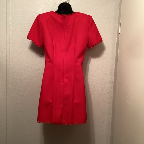 La Belle Red A-Line Mini Dress Crew Neck Short Sleeve - Picture 4 of 7